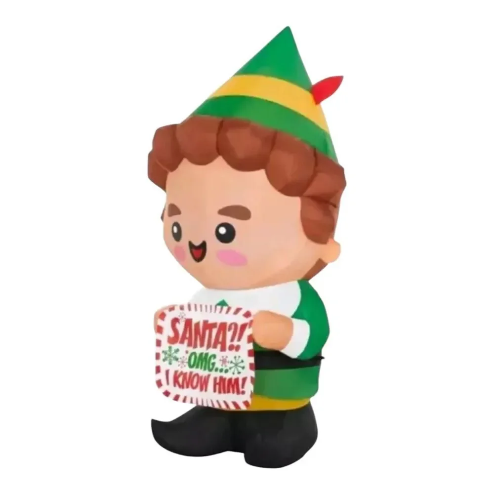 LED‎ Stylized Buddy the Elf with Banner Christmas Airblown Inflatable 3.5 Ft.